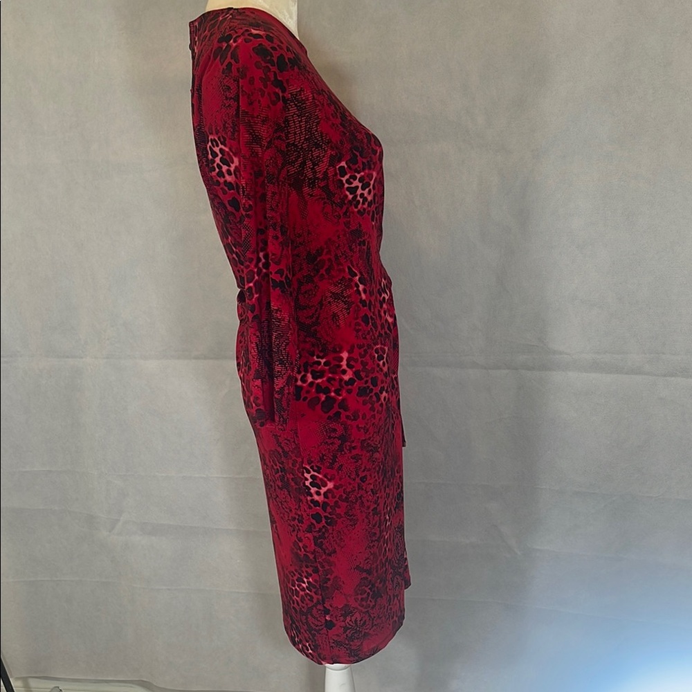 NWT , Red Long Sleeve Ruched Sheath Dress - Picture 5 of 9